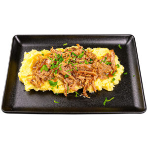 Дърпано свинско месце с картофено пюре